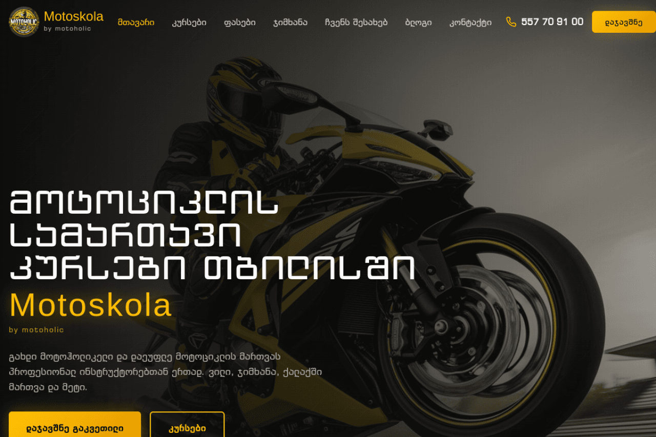 motoskola.ge, ვებ-გვერდის ხედი