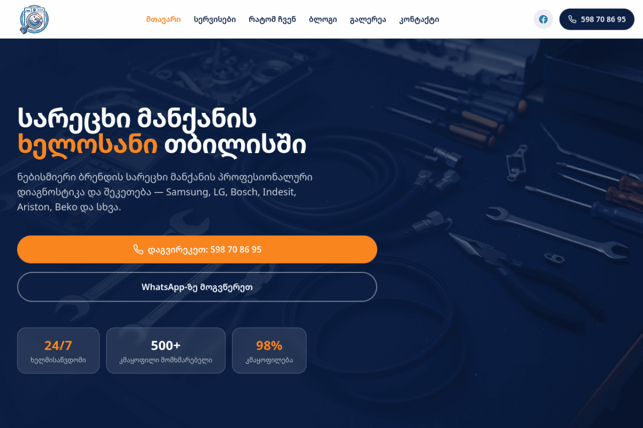 masterservice.ge, ვებ-გვერდის ხედი