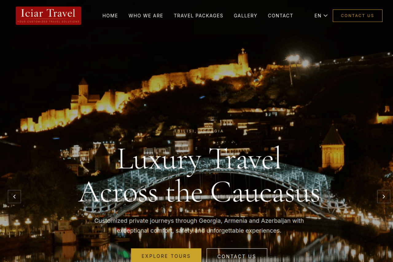 iciartravel.com, ვებ-გვერდის ხედი