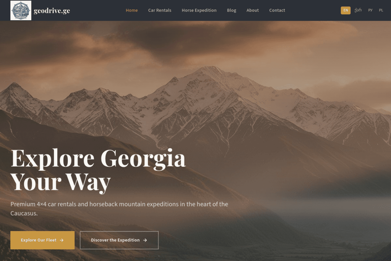geodrive.ge, ვებ-გვერდის ხედი