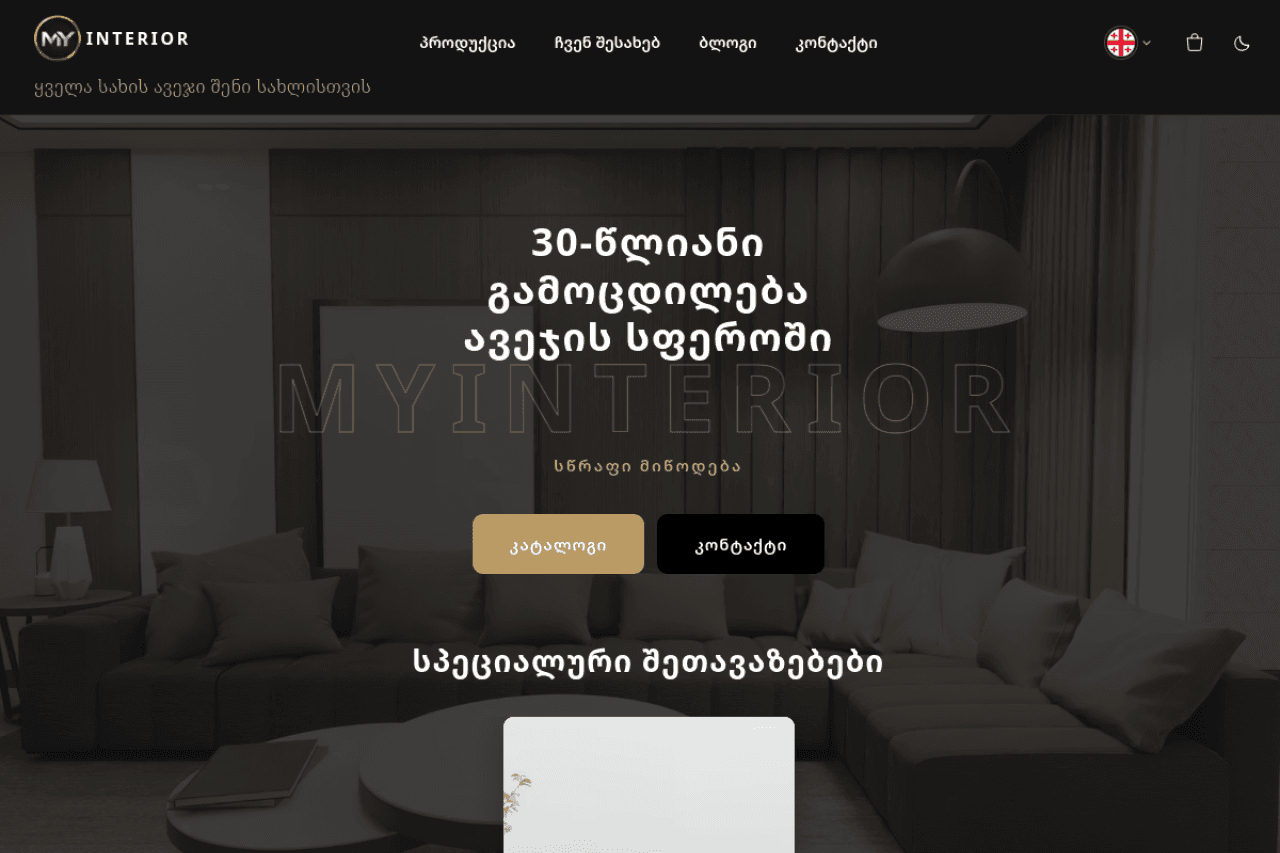 myinterior.ge, ვებ-გვერდის ხედი