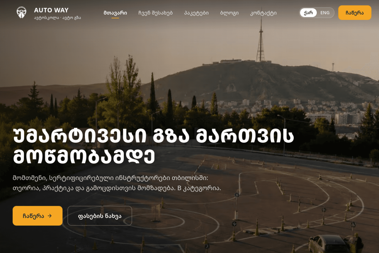 autowayschool.ge, ვებ-გვერდის ხედი