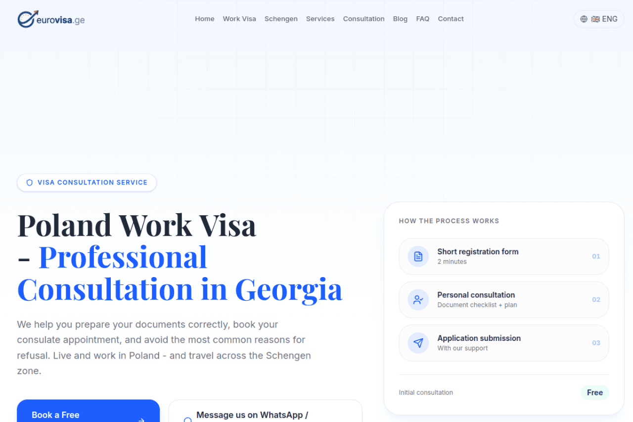 eurovisa.ge, ვებ-გვერდის ხედი
