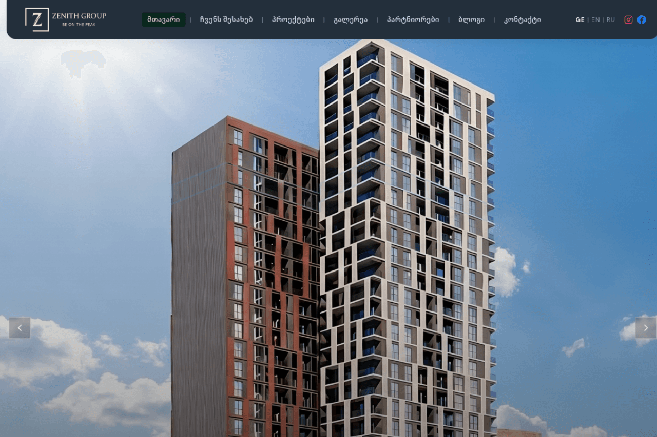 zenithgroup.ge, ვებ-გვერდის ხედი